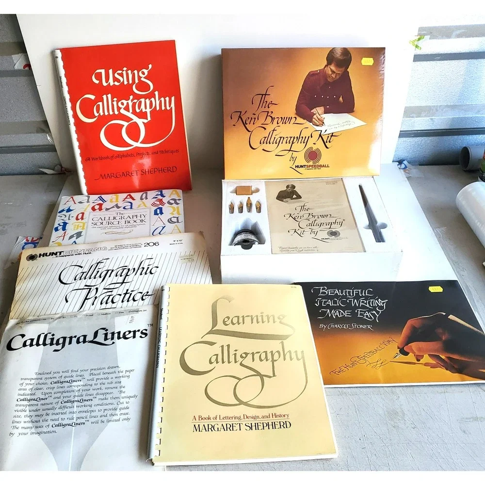 VTG The Ken Brown Calligraphy Kit Classic Style Dip Pen NOS sealed w book lot